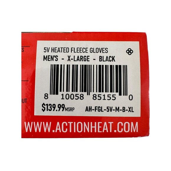 Action Heat 5 Volt Rechargeable Size XL Men’s Slim Fit Fleece Heated Gloves NWB - Picture 6 of 8